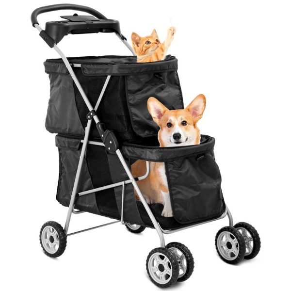 Double Pet Stroller for Small Medium Dogs Cats