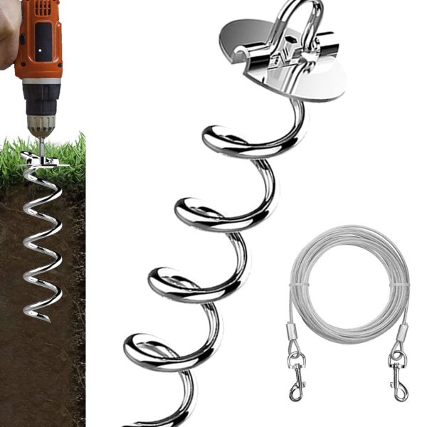 Pet Dog Cable Spiral Ground Anchor Stake
