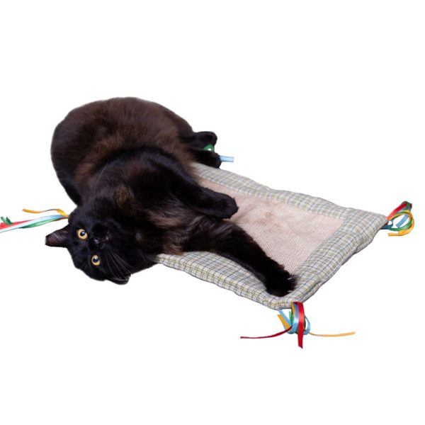 PURRFECT POUCH Cat Scratch Play Mat with Strings