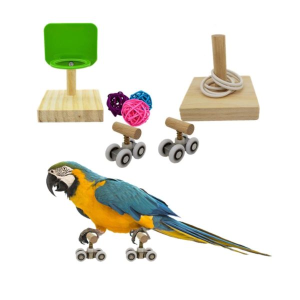 Parrot Trick Tabletop Toy Bird Basketball Toy Mini Roller Skates