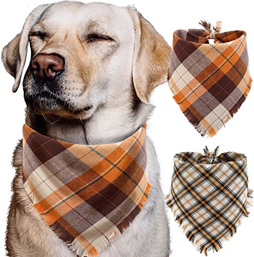 Dog Washable Reversible Square Plaid Pet Kerchief Scarf