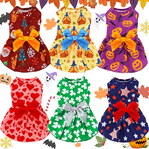 6 Pieces Holiday Dog Dress for Small Dogs