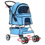 New 4 Wheels Pet Stroller Cat Dog Cage