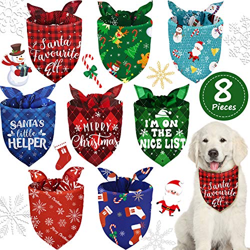 Get Your Pets in the Festive Spirit with 8 Christmas Canine Bandanas - Medium Size, Cute Patterns