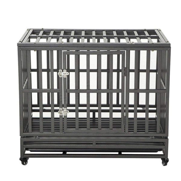 Heavy Duty Dog Cage Metal Kennel with Four Wheels
