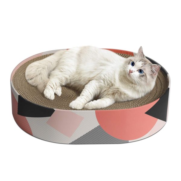 MSBC Cat Scratcher Cardboard, Oval Corrugated Scratch Pad