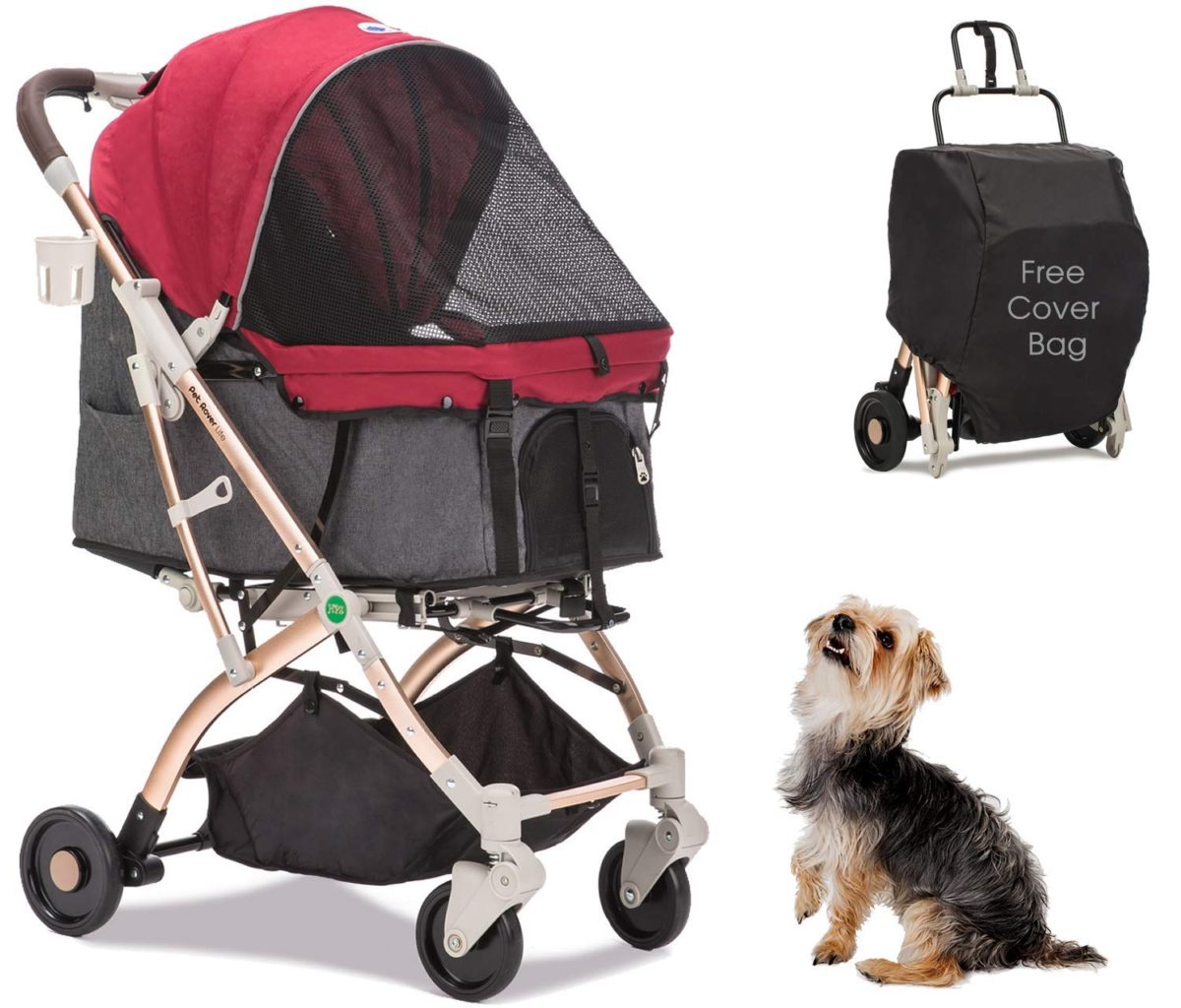 HPZ Pet Rover Lite Premium Light-Weight Dog/Cat/Pet Stroller 1-HAND QUICK FOLD/UNFOLD ★ The stroller could be folded and unfolded in simply seconds with one hand solely, so you may open or shut it effortlessly. A FREE cowl bag is included to retailer the stroller.