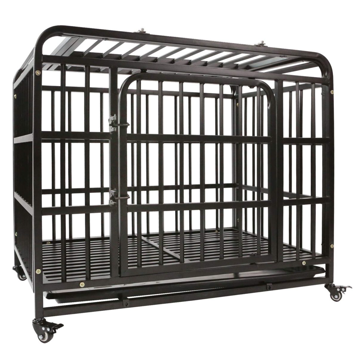 Strong Metal Dog Cage Dog Kennels for Medium and Large Dogs The highest of this excessive nervousness dog crate is designed with rounded corners, defend your children and your pet from sharp edges, safer. The entrance door of the indestructible dog crate is for pet out and in, the highest door additionally will be opened for you interacting together with your dog. Double door latches can keep away from dogs getting out and guarantee a security pet house to your dog.