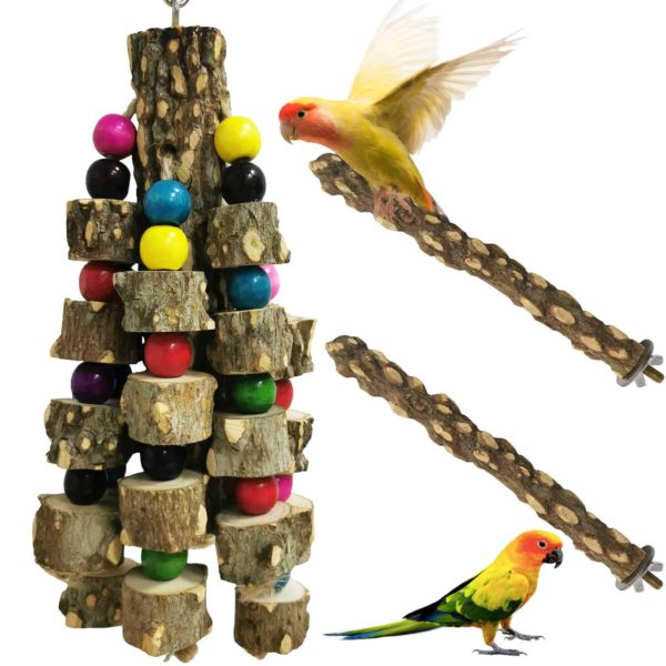 kathson Natural Wood Bird Chewing Toys