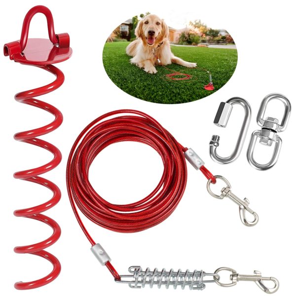 Small to Large Dogs Tie Out Cable and Stake