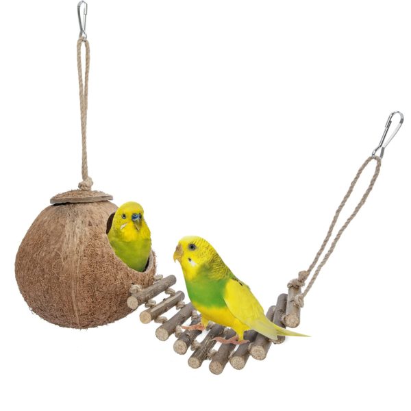 Bird and Small Animal Toy Coconut Hideaway