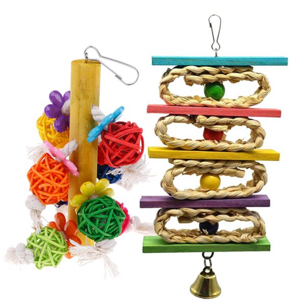 Parrot Hanging Colorful Rattan Ball Toy