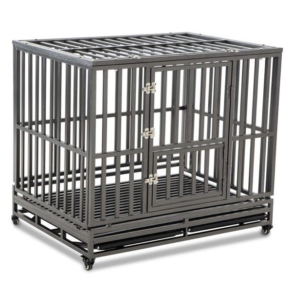 LUCKUP Heavy Duty Dog Cage Metal Kennel and Crate