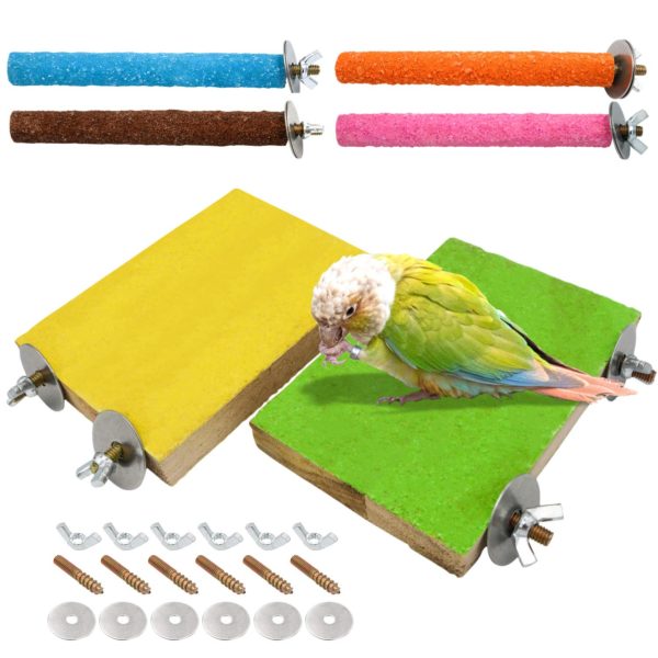 Wood Parrot Stand Platform Colorful Sand