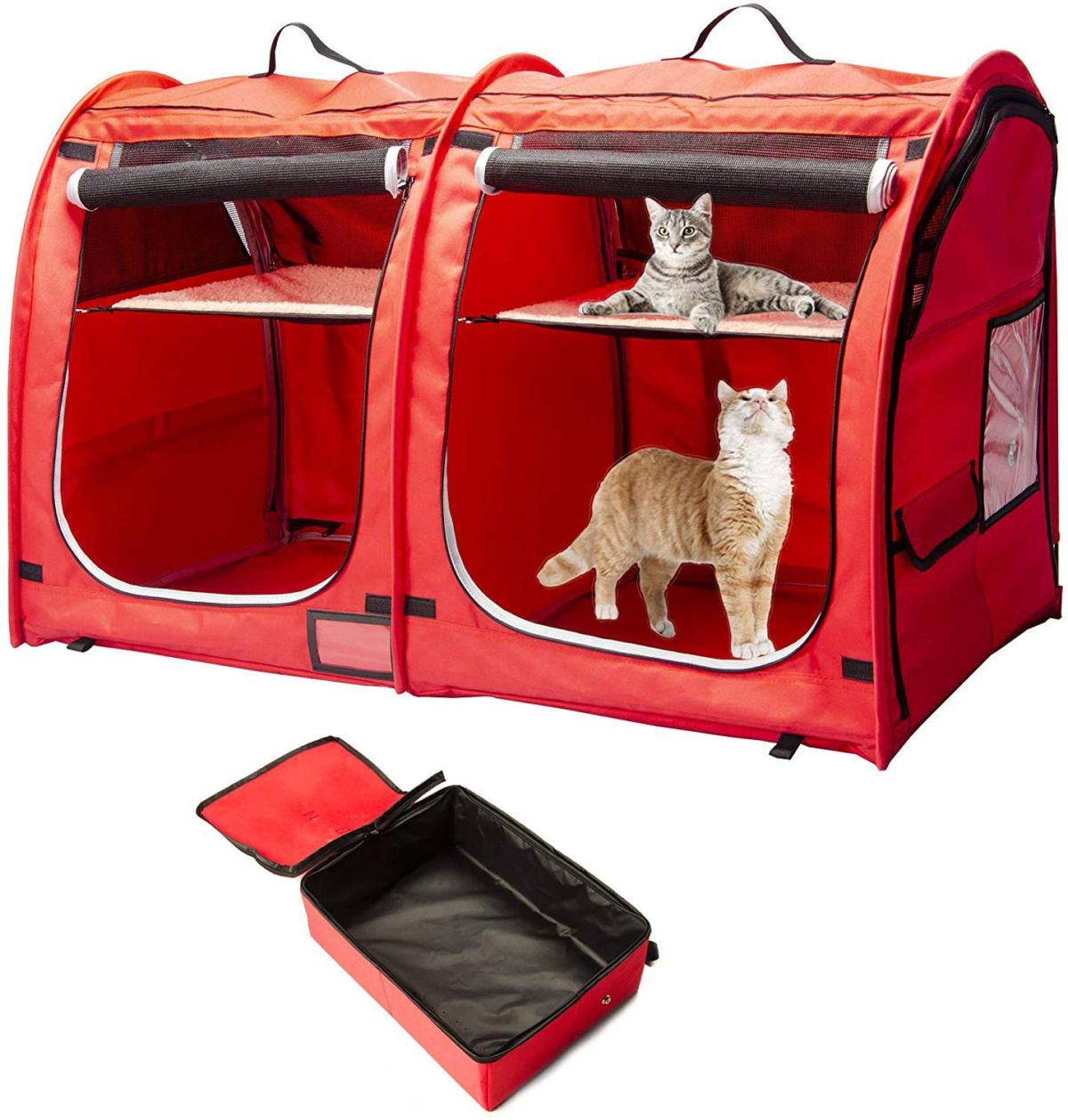 Mispace Portable Twin Compartment Show House Cat Cage