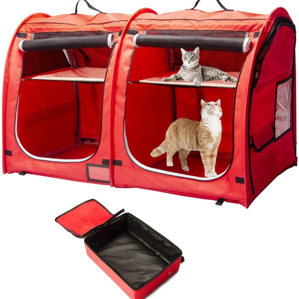 Mispace Portable Twin Compartment Show House Cat Cage