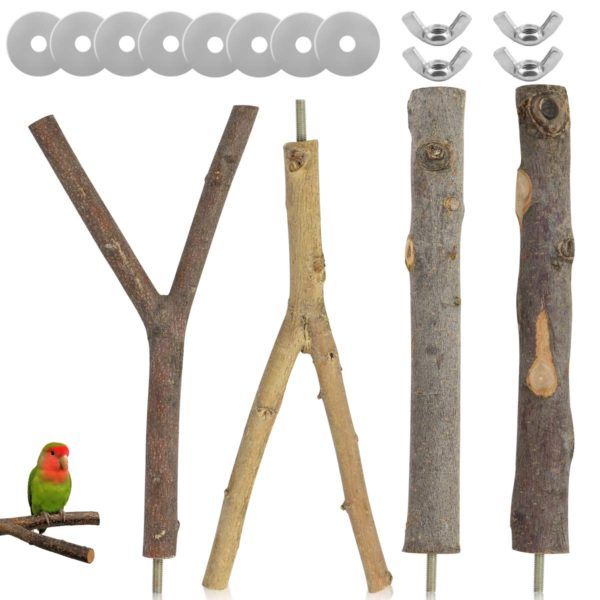 YG_Oline 4 Sets 8" Natural Wood Perches for Bird Cages