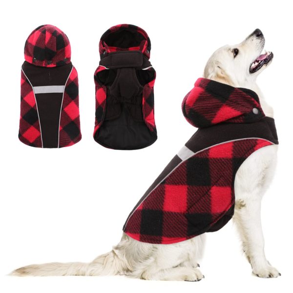 Winter Sports Windproof Dog Winter Plaid Coat
