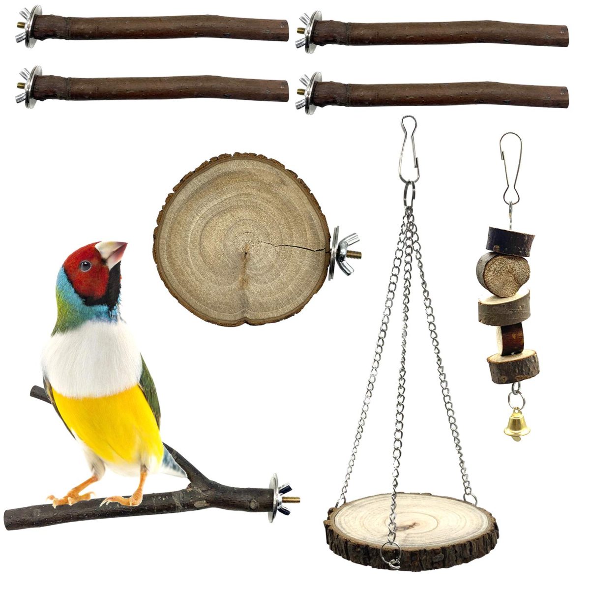 EBaokuup Bird Natural Wood Perch Stand Platform