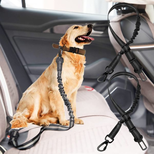2 Packs Adjustable Pet Car Seatbelt Elastic & Durable
