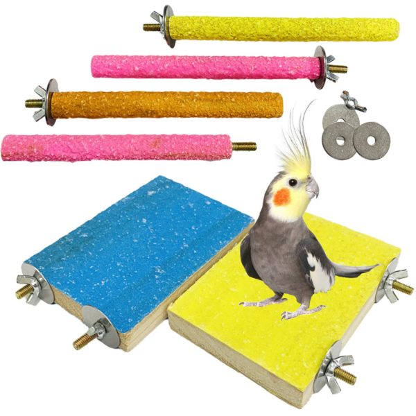 Hamiledyi 6 PCS Bird Perch Stand Toy Wood