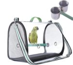 Bird Carrier with Perch and Feeding Cups