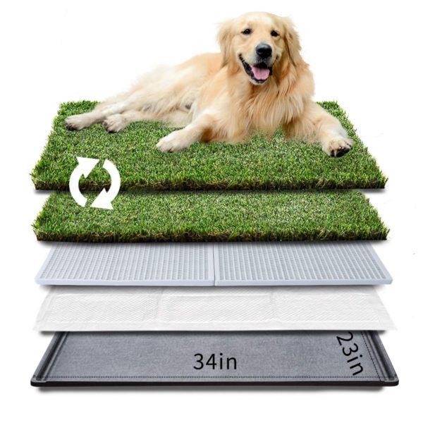 Large Dog Litter Box Solution: Grass Pad with Tray