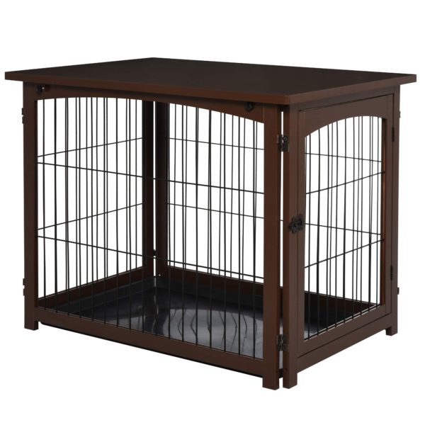 Dog Cage Pet Crate with Fence Side Table