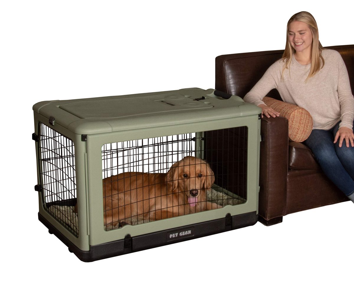 Cats/Dogs 4 Door Steel Crate with Plush Bed