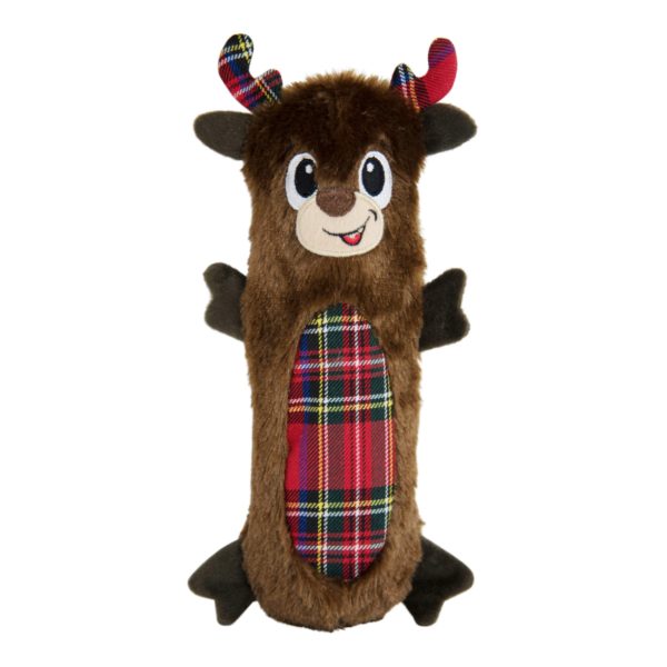 Outward Hound Stuffing-Free Reindeer Plush Dog Toy