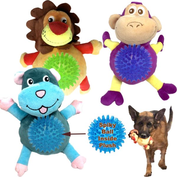 2-in-1 Dog Squeaky Toy Dog Chew with Spiky Ball Inside