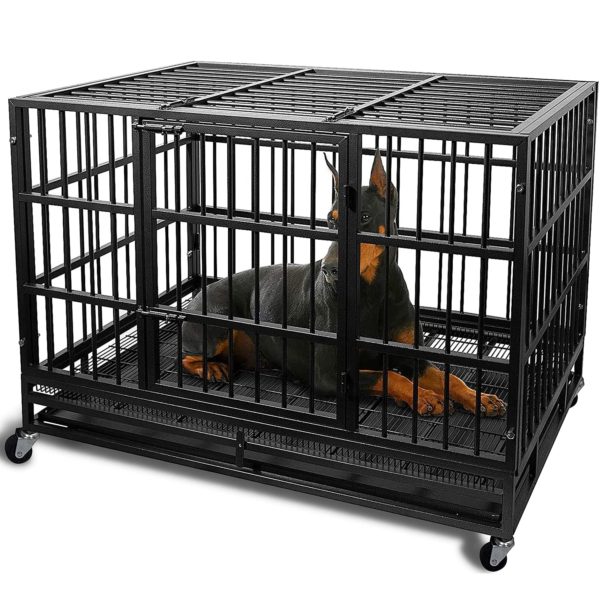 Heavy Duty Dog Crate Cage Kennel with Wheels