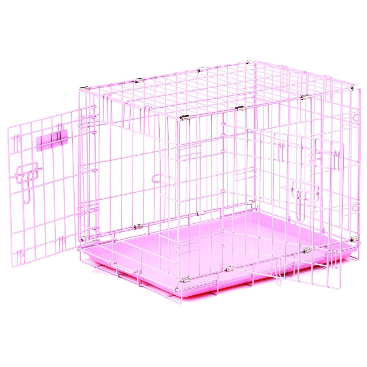 Double Door Dog Crate Pink