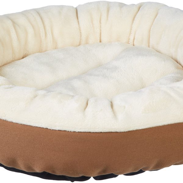Amazon Basics Round Bolster Dog Bed with Flannel Top