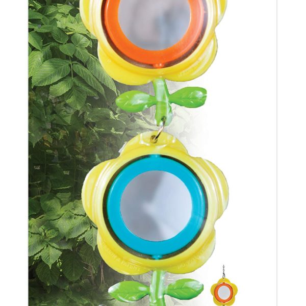 Flower Mirrors with Bell Bird Toy