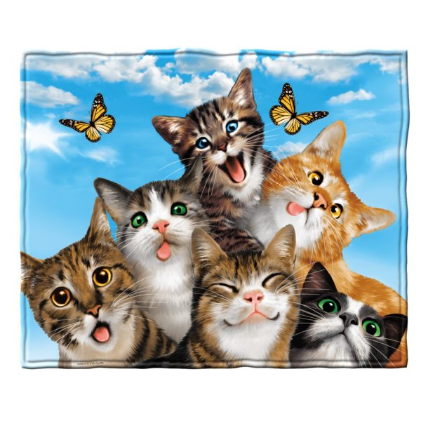 Cats Selfie Super Soft Plush Fleece Throw Blanket