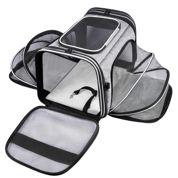 Approved Soft Sided Pet Carrier Top Loading 4 Side Expandable Large