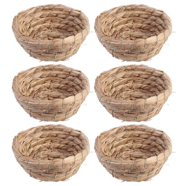 POPETPOP 6Pcs Bird Natural Woven Grass Hut Nest