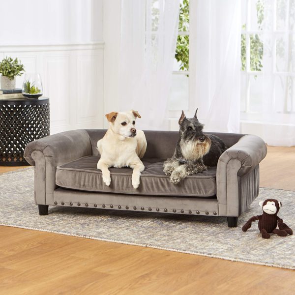 Tufted Pet Sofa in Grey