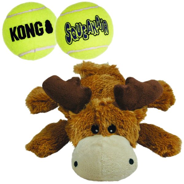 KONG - Cozie Marvin The Moose and 2 SqueakAir Balls