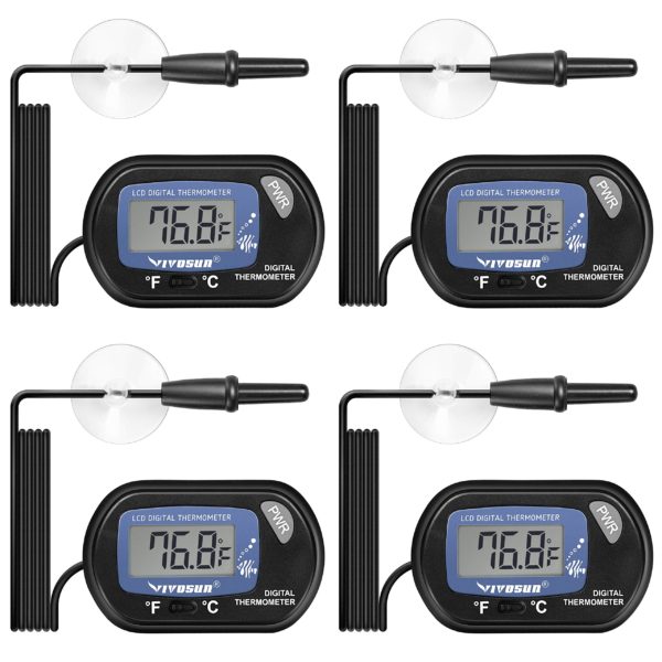 VIVOSUN 4-Pack LCD Digital Aquarium Thermometer