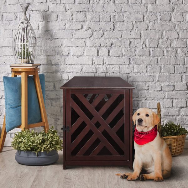 Espresso Wooden Lattice Pet Crate