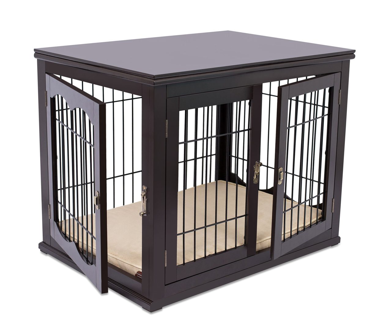 Double Door Dog Kennel with Pet Bed