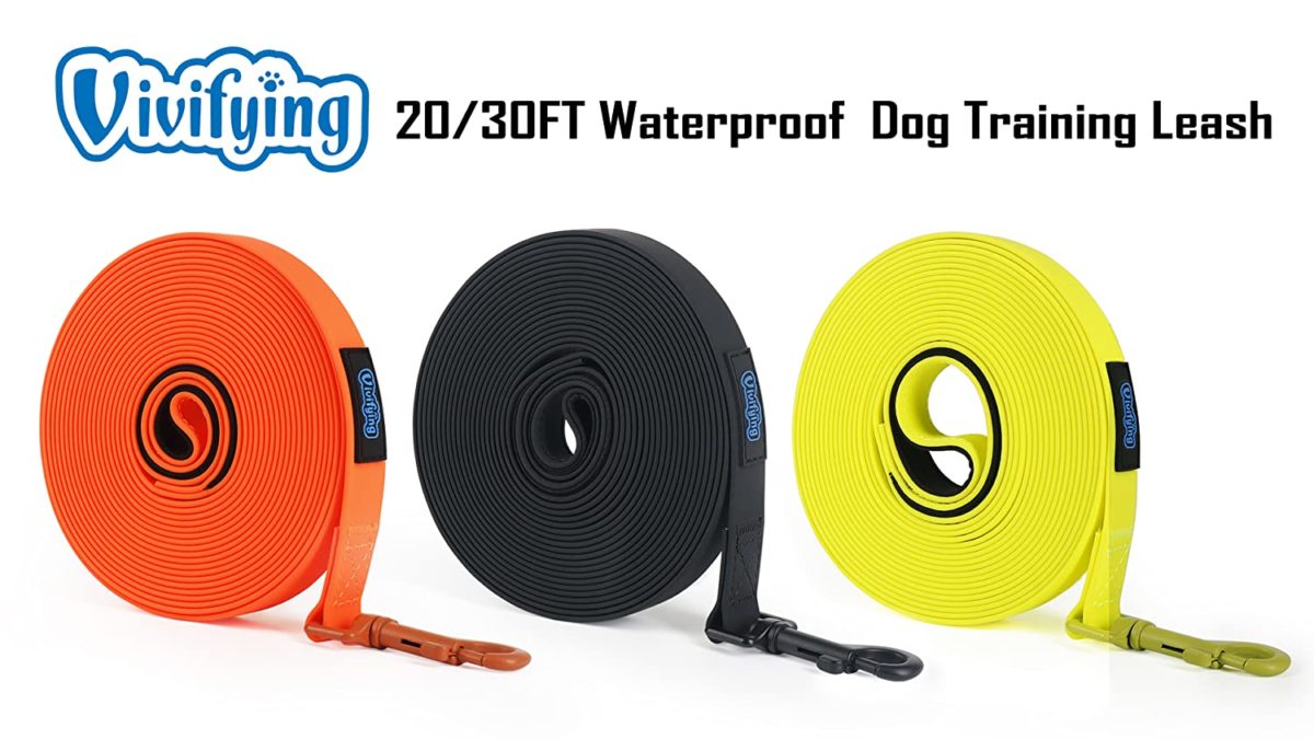 Vivifying Waterproof Dog Leash DURABLE PVC COATED WEBBING - Our lengthy dog leash is fabricated from progressive coated PVC nylon webbing materials. It supplies additional sturdiness for big medium small dogs. Tremendous heavy responsibility PVC dog coaching lead won't get stiff throughout excessive chilly and won't soften throughout excessive warmth. NOTES：NOT A CHEW PROOF MATERIAL, NOT TO BE USED FOR TIE OUT