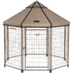 Outdoor Metal Dog Kennel with Reversible Cover