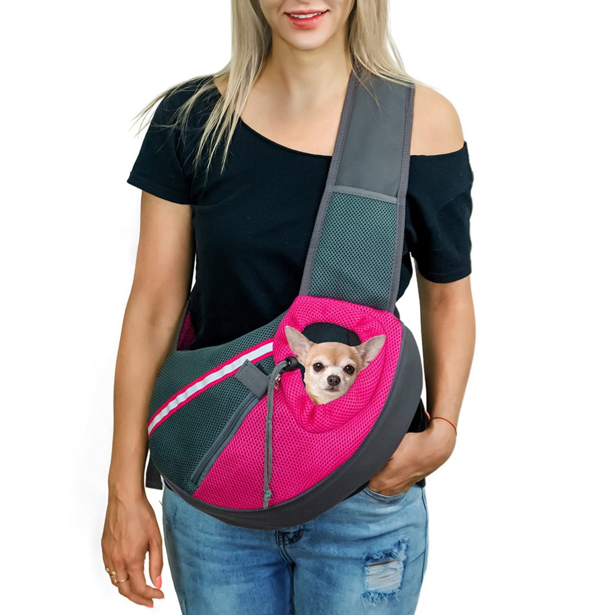Travel Bag for Cats and Dogs with Reflective Strips If you're in search of a sensible and stylish resolution to hold your furry pal wherever you go, then this dog provider sling is precisely what you want! The dog provider permits small pets to remain comfortably throughout journey whereas serving to house owners maintain their pets shut and guarded.