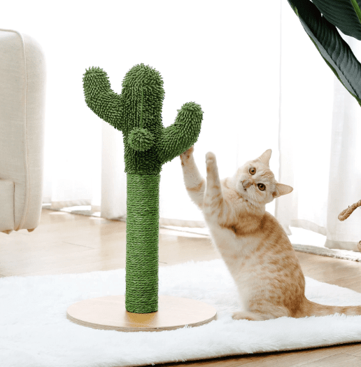 Cactus-Inspired Cat Tree with Scratching Toys for Feline Fun