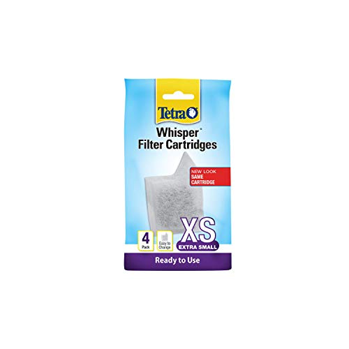 Tetra Whisper Filter Cartridges 4 Count, Extra Small, designed for aquarium filtration to keep water clear and odor-free