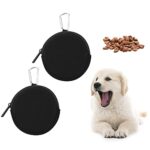 WALLFID Dog Treat Pouches in black, lightweight and portable for training and walks, featuring a stylish design and carabiner for easy attachment.