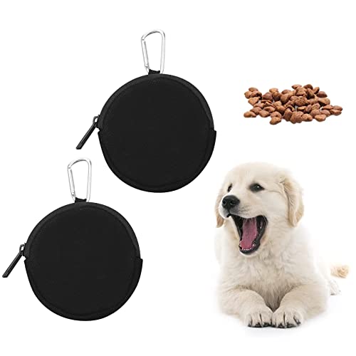 WALLFID Dog Treat Pouches in black, lightweight and portable for training and walks, featuring a stylish design and carabiner for easy attachment.